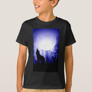月で遠吠えする孤独な狼 Tシャツ