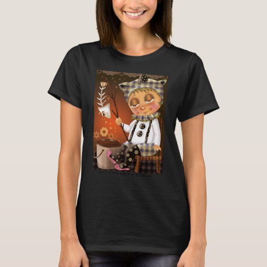 月で釣りをする女の子 Tシャツ (正面)
