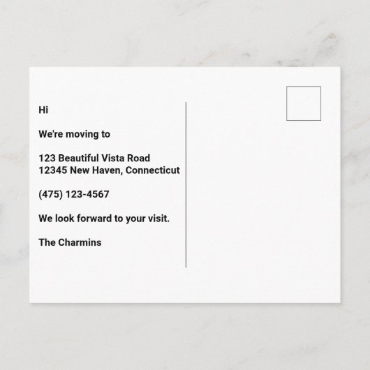 月とおもしろい一緒に動く木製のドアに行かなければならない 案内ポストカード (裏面)