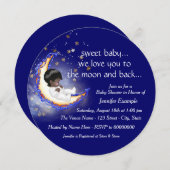 月とアフリカ系アメリカ人の赤ちゃんシャワーへ 招待状 (正面/裏面)