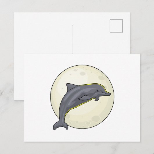 月とイルカ ポストカード (正面/裏面)