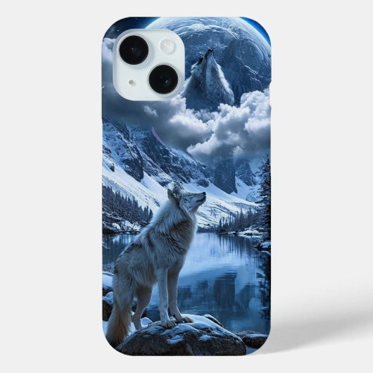 月とオオカミの夜空の自然の夜の風景 Case-Mate iPhoneケース (裏面)