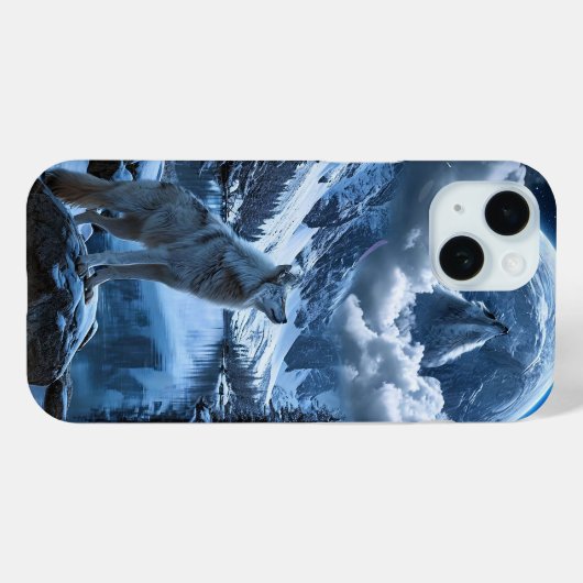 月とオオカミの夜空の自然の夜の風景 Case-Mate iPhoneケース (裏面 (横))