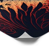 月とカラフル山と牧草地あいアート ポスター (角)