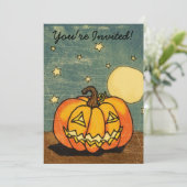月とキュートなカボチャの招待状 招待状 (スタンド正面)