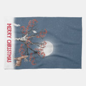 月とクリスマスの冬の野生動物 キッチンタオル (横)