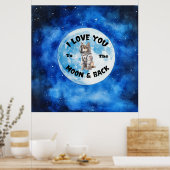 月とドイツの羊飼いにあなたを愛している ポスター (キッチン)