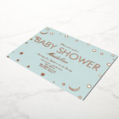 月とドット紙吹雪赤ちゃんシャワー押し込み 箔招待状 (回転した状態)