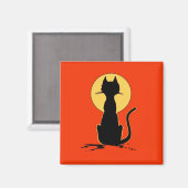 月とハロウィーン猫～ マグネット (正面/裏面)