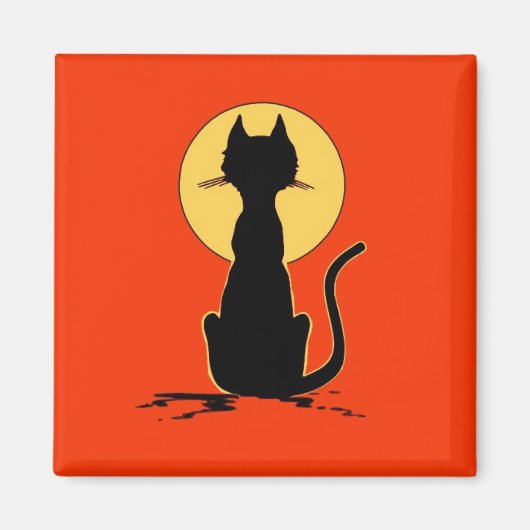 月とハロウィーン猫～ マグネット (正面)