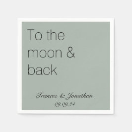 月とバックにセージ緑のヴィンテージの結婚式 スタンダードカクテルナプキン