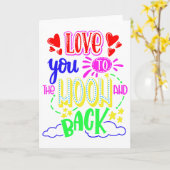 月とバックカードにあなたを愛する カード (黄色い花)