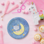 月とバックスターにタイポグラフィ赤ちゃんシャワー ペーパープレート (パーティー)
