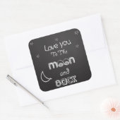 月とバックチャックボードシールにあなたを愛する スクエアシール (封筒)