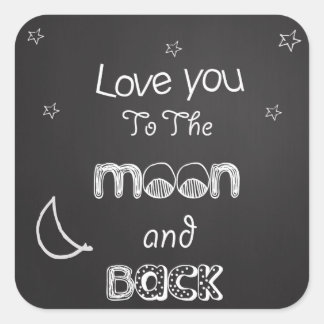 月とバックチャックボードシールにあなたを愛する スクエアシール