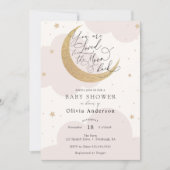 月とバックピンクの赤ちゃんシャワーに愛されている 招待状 (正面)