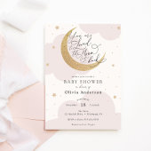 月とバックピンクの赤ちゃんシャワーに愛されている 招待状