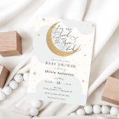 月とバックブルーベビーシャワーに愛されている 招待状