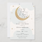 月とバックブルーベビーシャワーに愛されている 招待状 (正面)