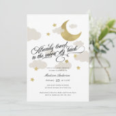 月とバックベビーシャワー金ゴールド 招待状 (スタンド正面)