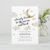 月とバックベビーシャワー金ゴールド 招待状 (スタンド正面)