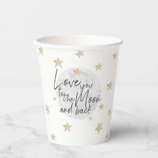 月とバック赤ちゃんシャワーにあなたを愛する 紙コップ (正面)