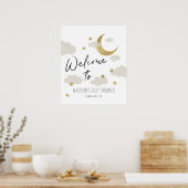 月とバック赤ちゃんシャワー歓迎サイン ポスター (キッチン)