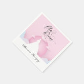 月とピンクと白のシルエットキンセアニェラ スタンダードカクテルナプキン (角)