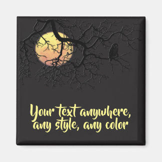 月とフクロウのシルエット マグネット