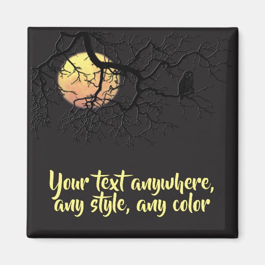 月とフクロウのシルエット マグネット (正面)