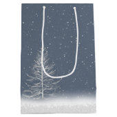 月とフクロウのホリデーカード付き冬の木 ミディアムペーパーバッグ (裏面)