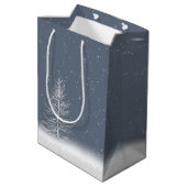 月とフクロウのホリデーカード付き冬の木 ミディアムペーパーバッグ (裏面アングル)