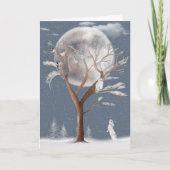 月とフクロウの冬の木 シーズンカード (正面)