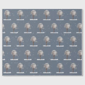 月とフクロウの冬の木 ラッピングペーパー (フラット)