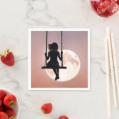 月と一緒にスイングしている女の子 スタンダードカクテルナプキン (インサイチュ)