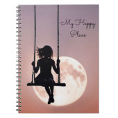 月と一緒にスイングしている女の子 ノートブック (正面)