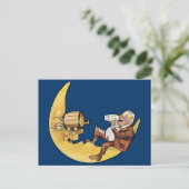 月と一緒にビールを飲む男 ポストカード (スタンド正面)