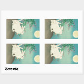 月と兎,古邨うさび&ムーン，小村，浮世絵 長方形シール (シート)