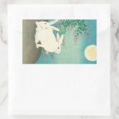 月と兎,古邨うさび&ムーン，小村，浮世絵 長方形シール (バッグ)