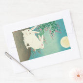 月と兎,古邨うさび&ムーン，小村，浮世絵 長方形シール (封筒)