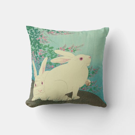 月と兎、古邨のウサギ及び月、Koson、Ukiyo-e クッション (正面)