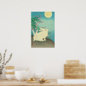 月と兎, 古邨 Rabbits & Moon, Koson, Ukiyo-e ポスター (キッチン)