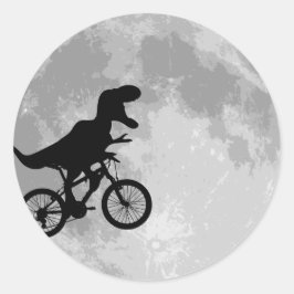 月と共に空の自転車に乗った恐竜 ラウンドシール
