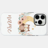 月と可愛い赤ちゃんフクロウ Case-Mate iPhoneケース (裏面 (横))