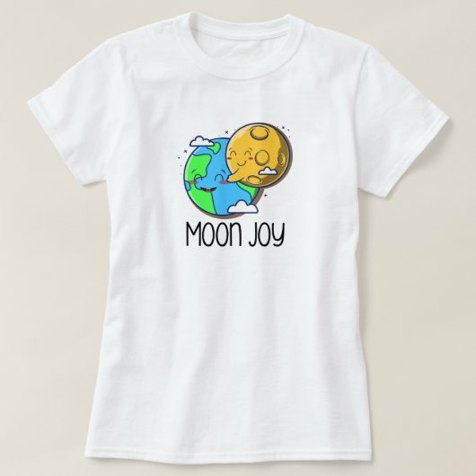月と地球のハグ 月の喜び Tシャツ (デザイン正面)
