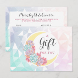 月と多肉神秘的なギフト証明書カード 招待状