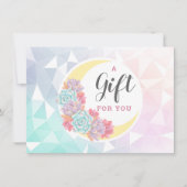 月と多肉神秘的なギフト証明書カード 招待状 (正面)