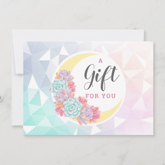 月と多肉神秘的なギフト証明書カード 招待状 (正面)