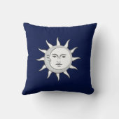 月と太陽の組み合わせオンネイビーブルー クッション (裏面)