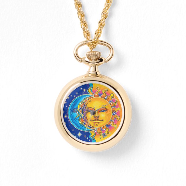 月と太陽の金ゴールド巻き時計 腕時計 (正面)